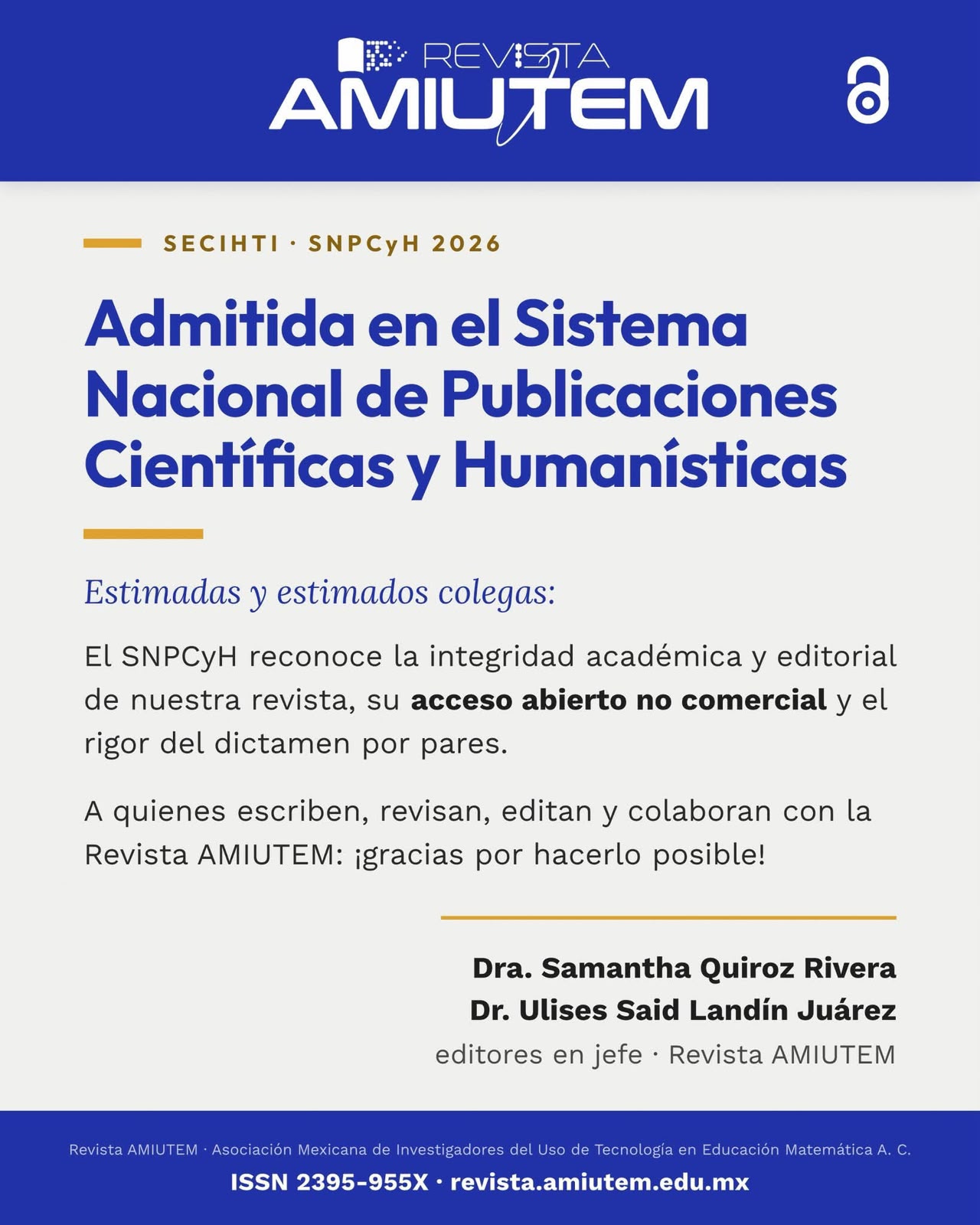 Admitida en el Sistema Nacional